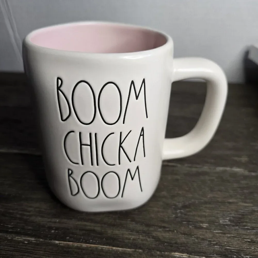 NWT Rae Dunn Artisan Boom Chicka Boom Easter Spring Mug 2021 Pink Interior